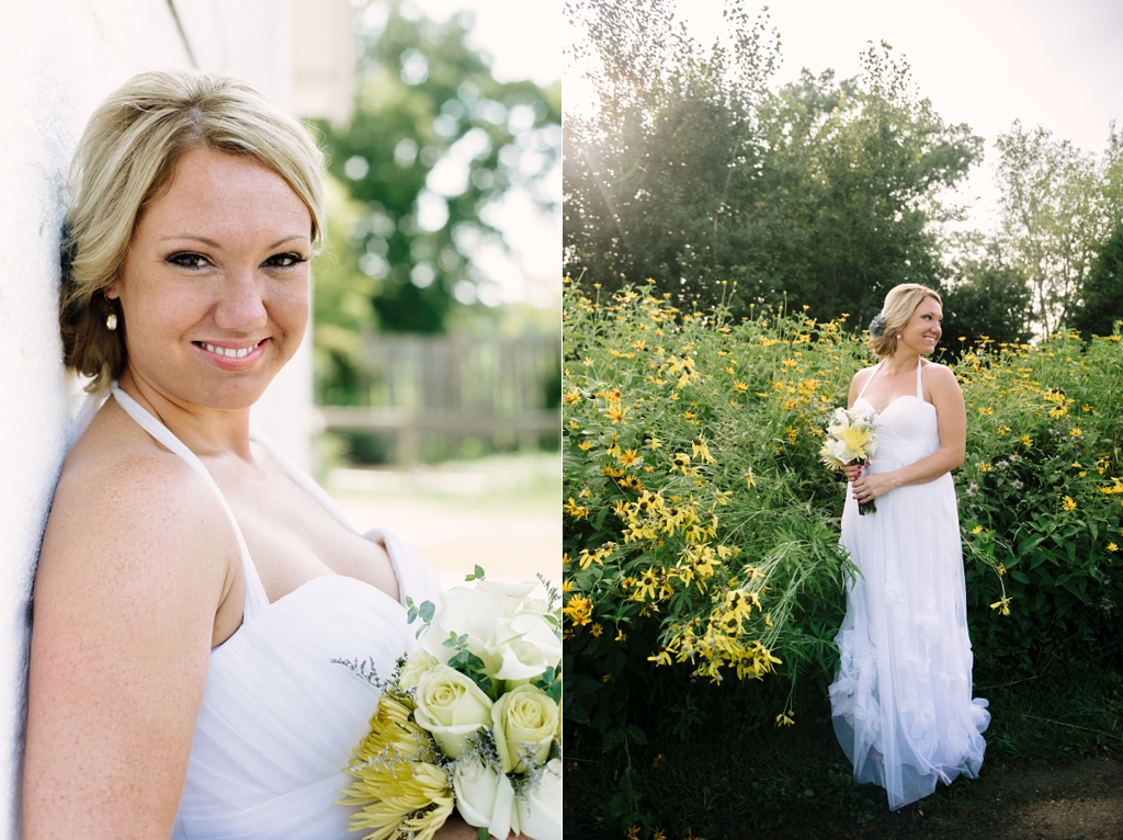 Bridal Portraits with yellow flowers for wedding in Minnesota