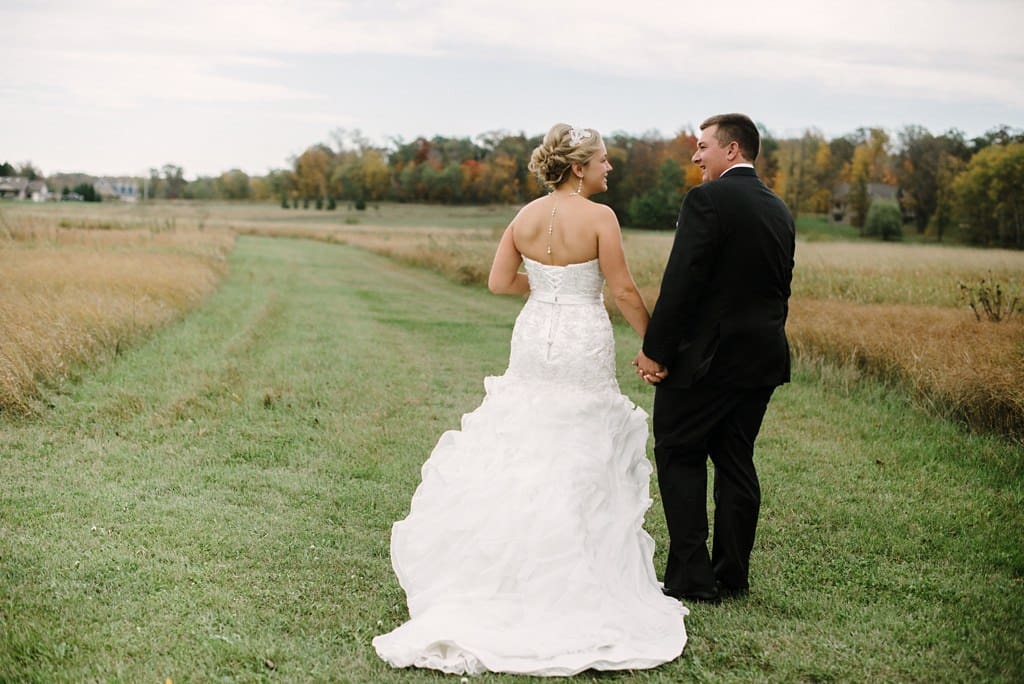 bride and groom portrait at wisconsin winery
