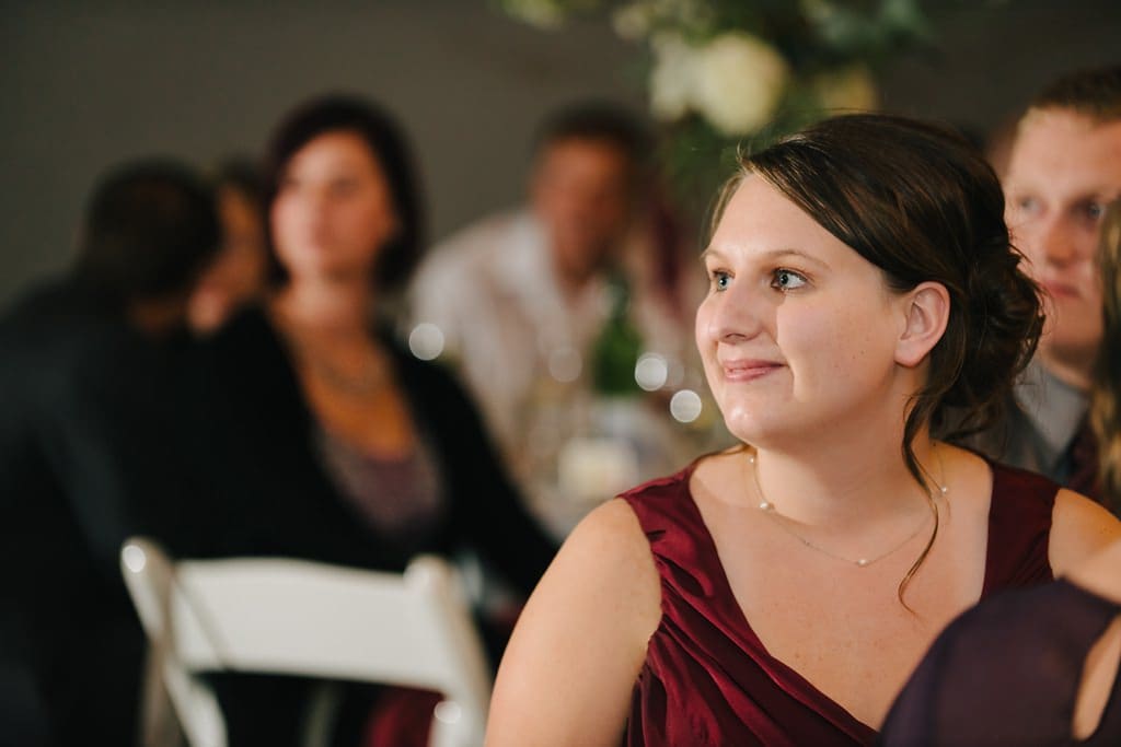 listening to speeches at wedding reception wisconsin winery