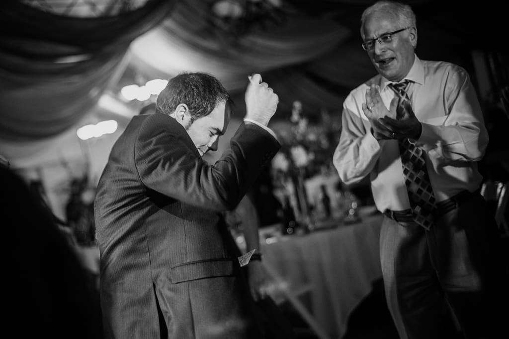 reception dancing in black and white