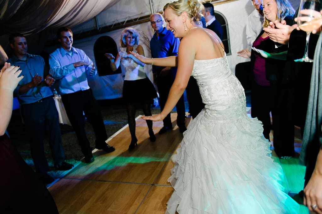 bride dances at chateau st croix wedding reception