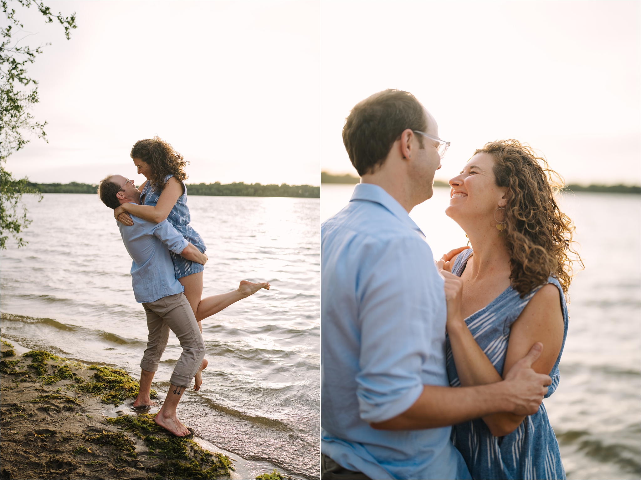 Couple doing their engagement session in Minneapolis Lake Harriet