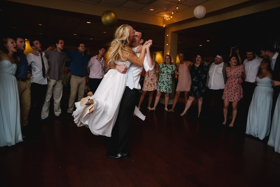 bride and groom dance at reception