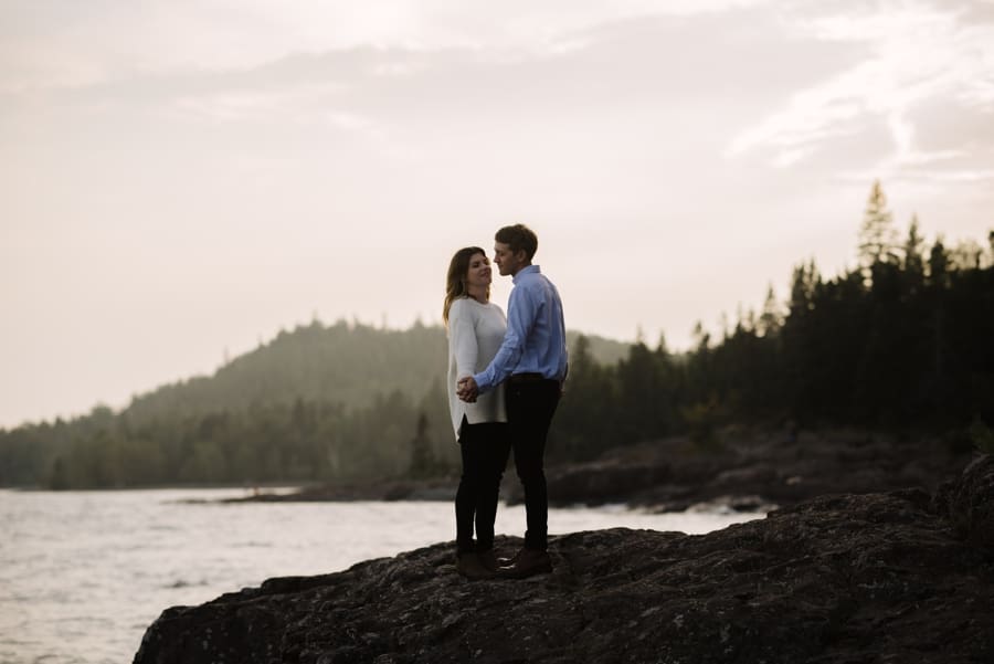sunset engagement photography at lake superior