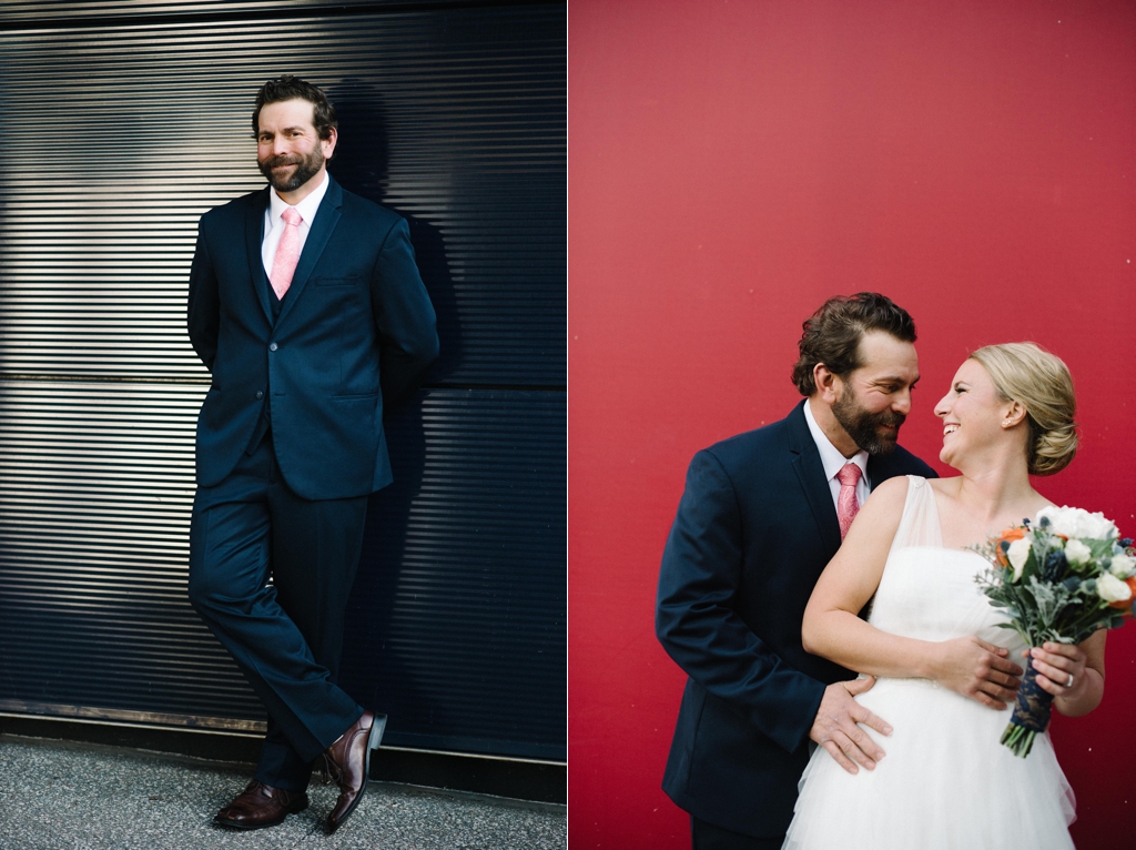 Twin Cities Wedding Portraits of Bride and Groom outside of the Guthrie Theater