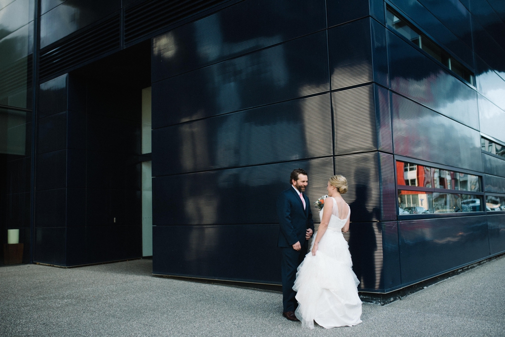 Twin Cities Bride and Groom First look in the City