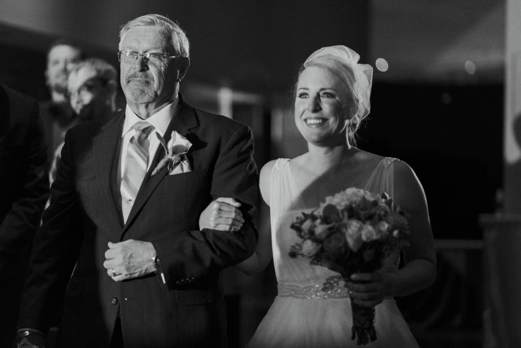 Minnesota Ceremony Bride and Father Walking Down the aisle