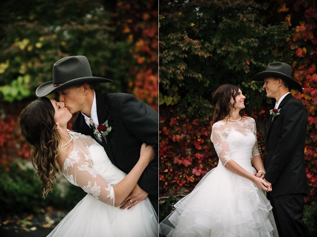 bride and groom portraits during Minnesota Fall colors