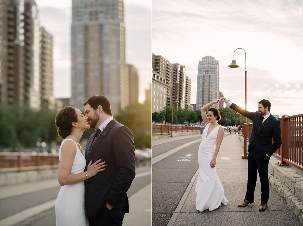 Minneapolis Wedding Photos around the stone arch bridge