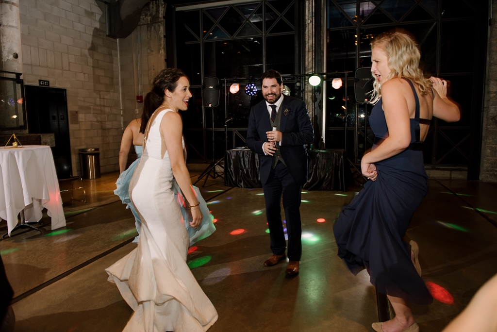 bride and groom dancing at wedding reception