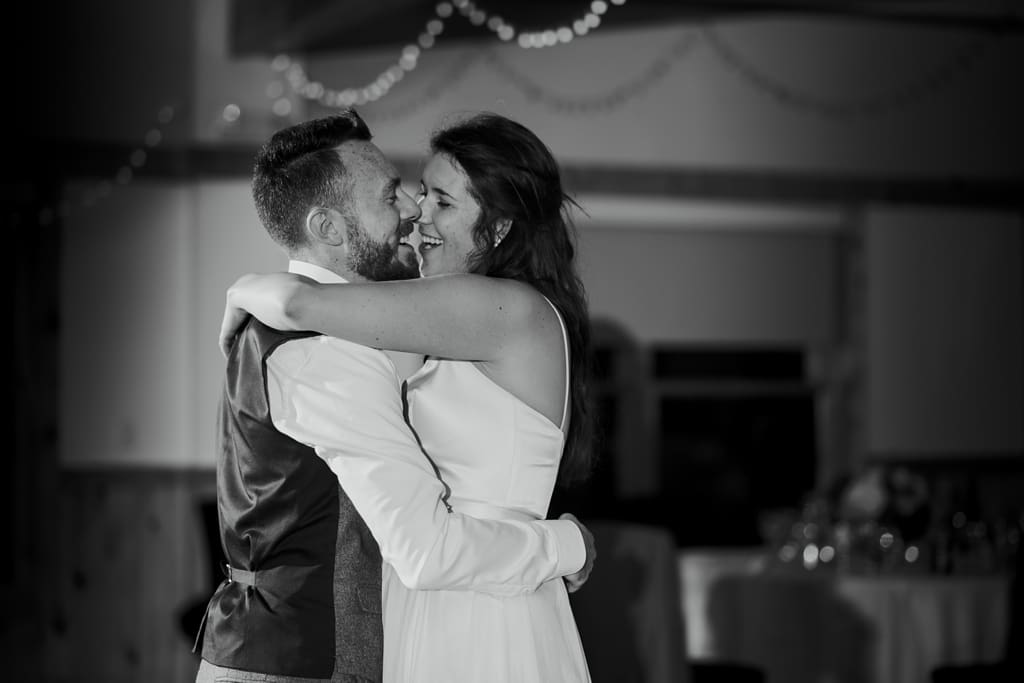bride and groom having first dance