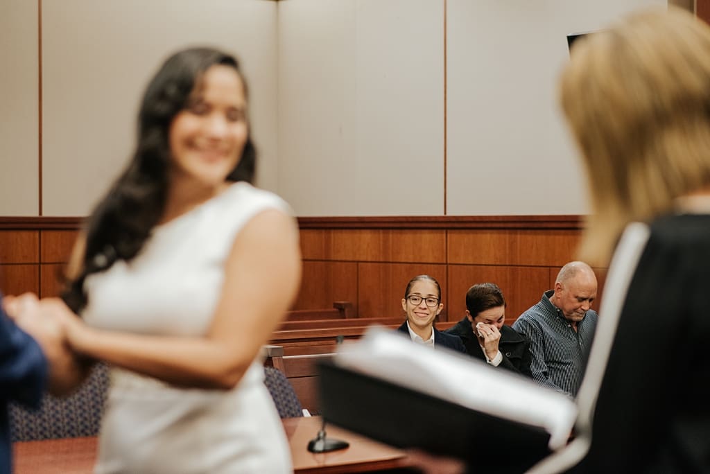teary witnesses at city hall wedding