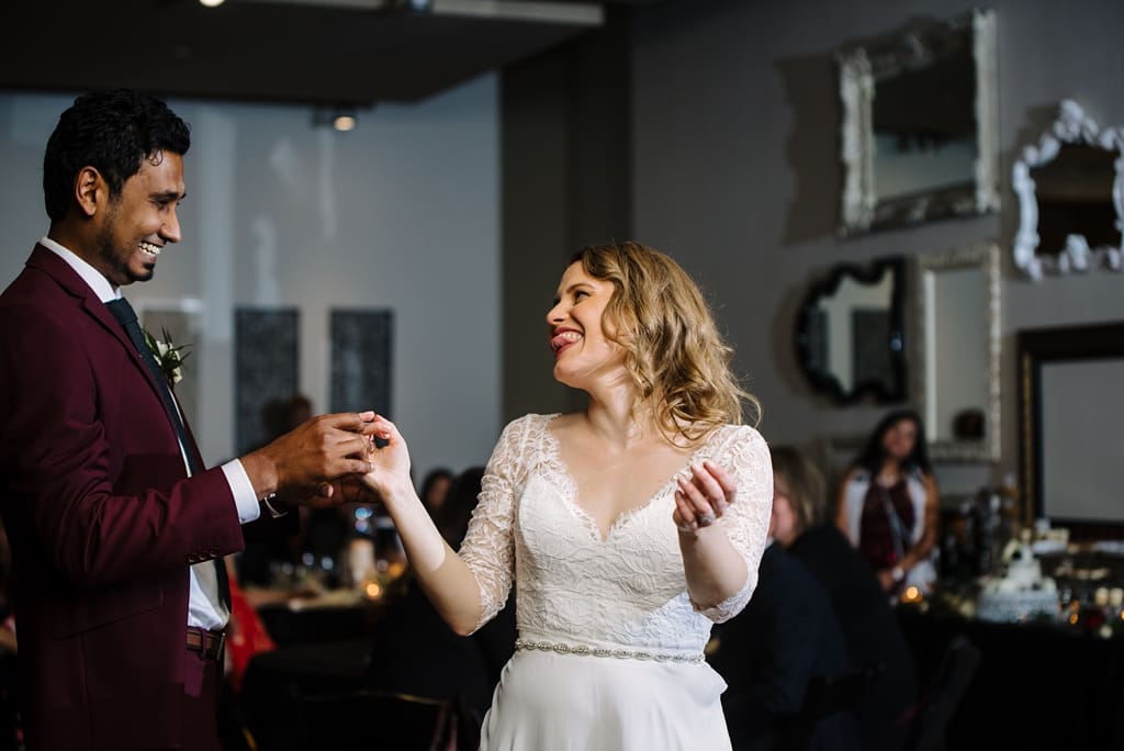 bride and groom share first dance
