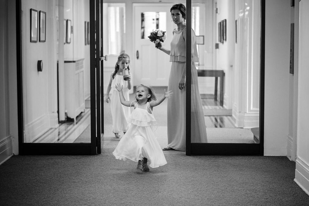 flower girl bursting through door