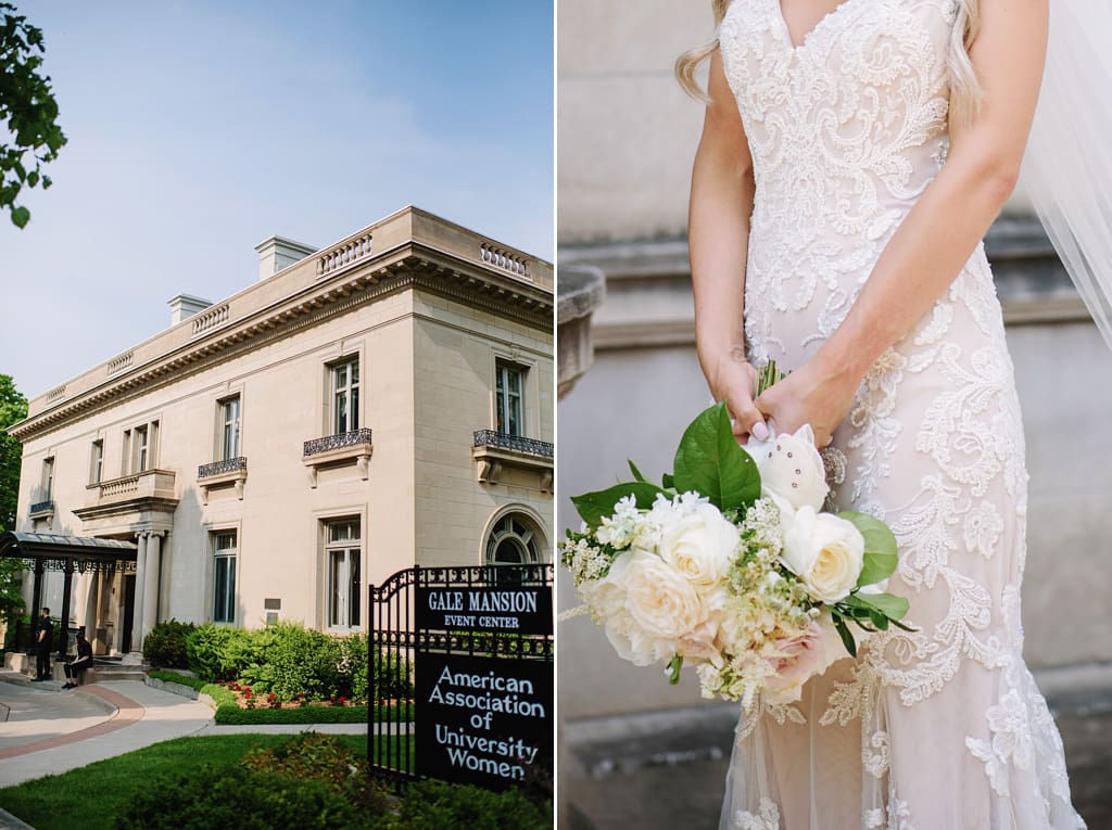 gale mansion event center, bride holding bouquet