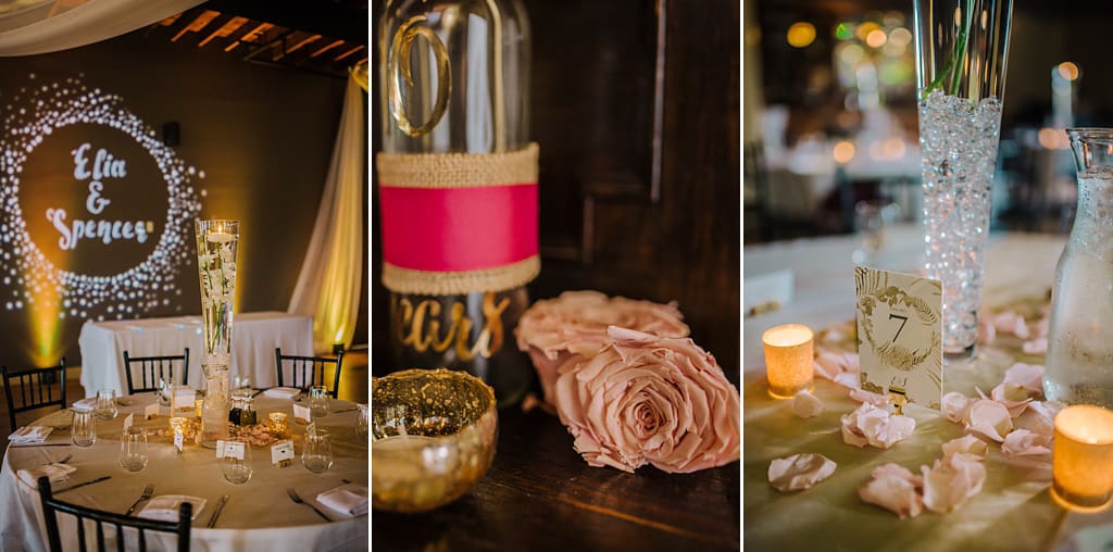 reception details at cannon river winery wedding