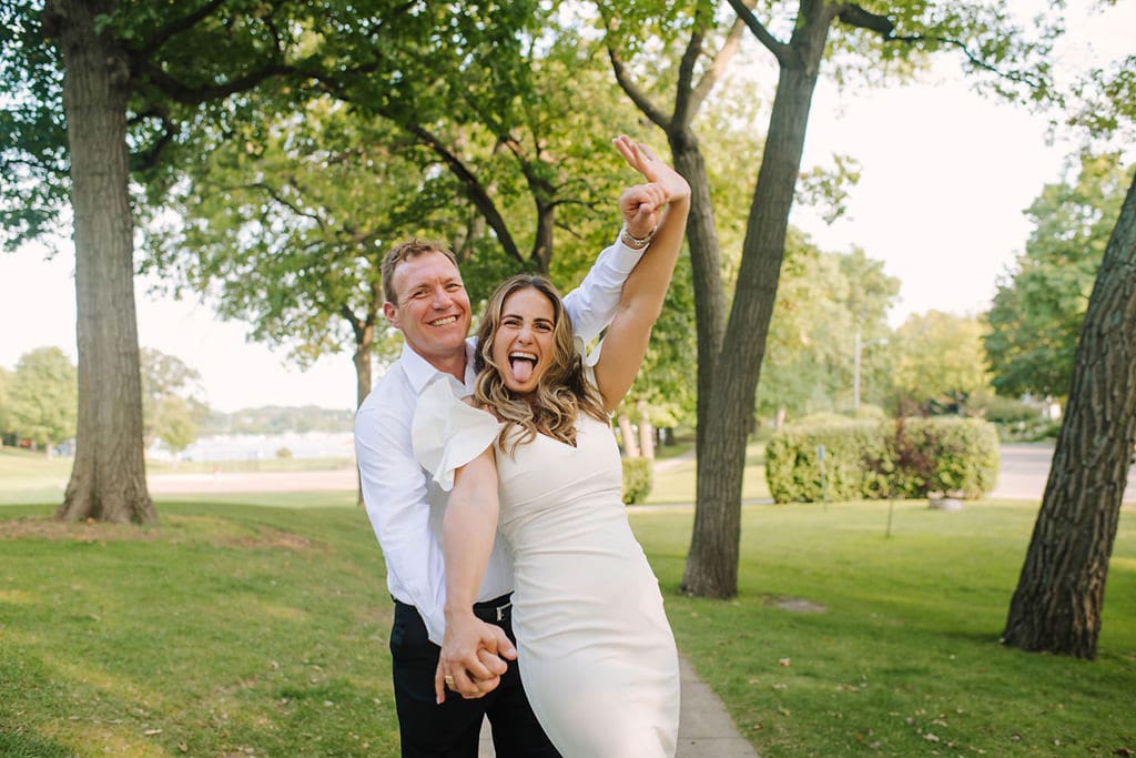 newlyweds celebrate marriage in excelsior park