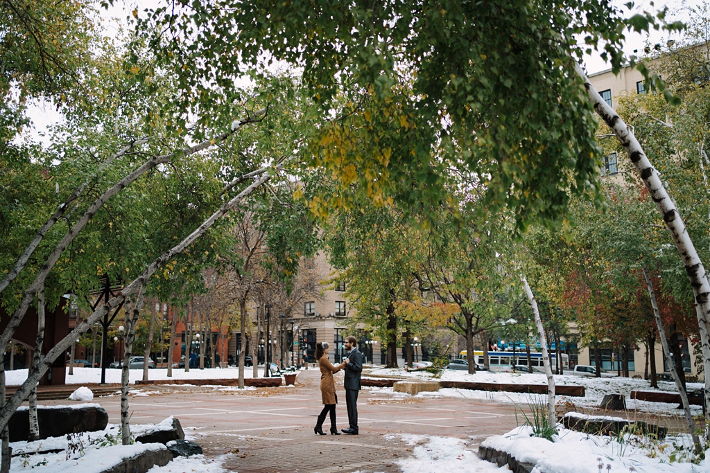 couple dancing in square in downtown st paul minnesota