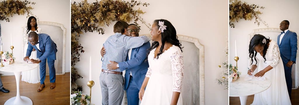 bride and groom at studio micro wedding in minnesota