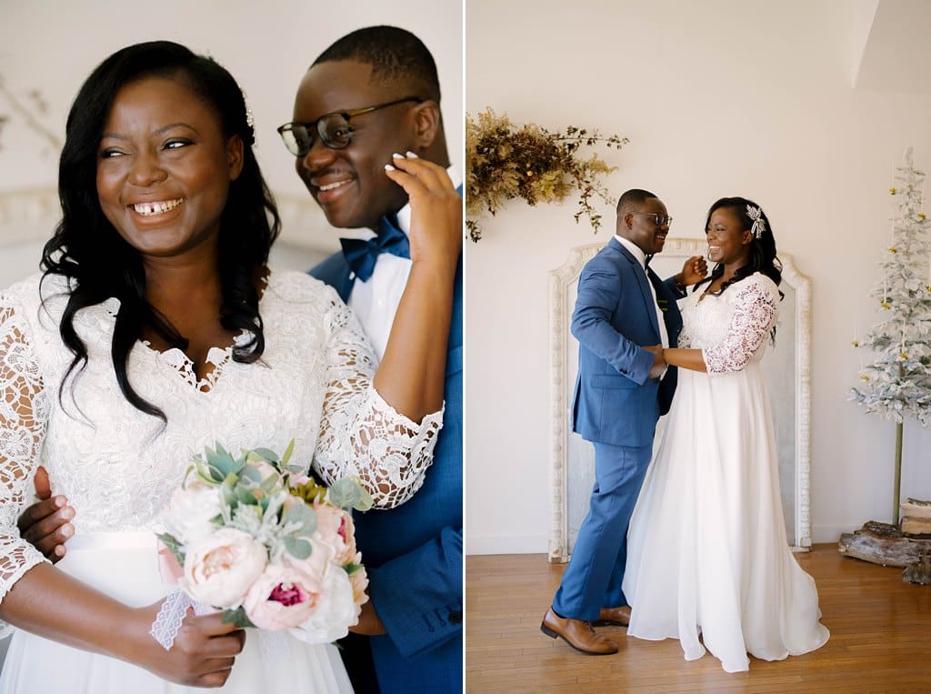 eloping couple during studio photo session