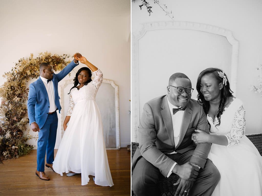 newlywed elopement couple during fall minnesota