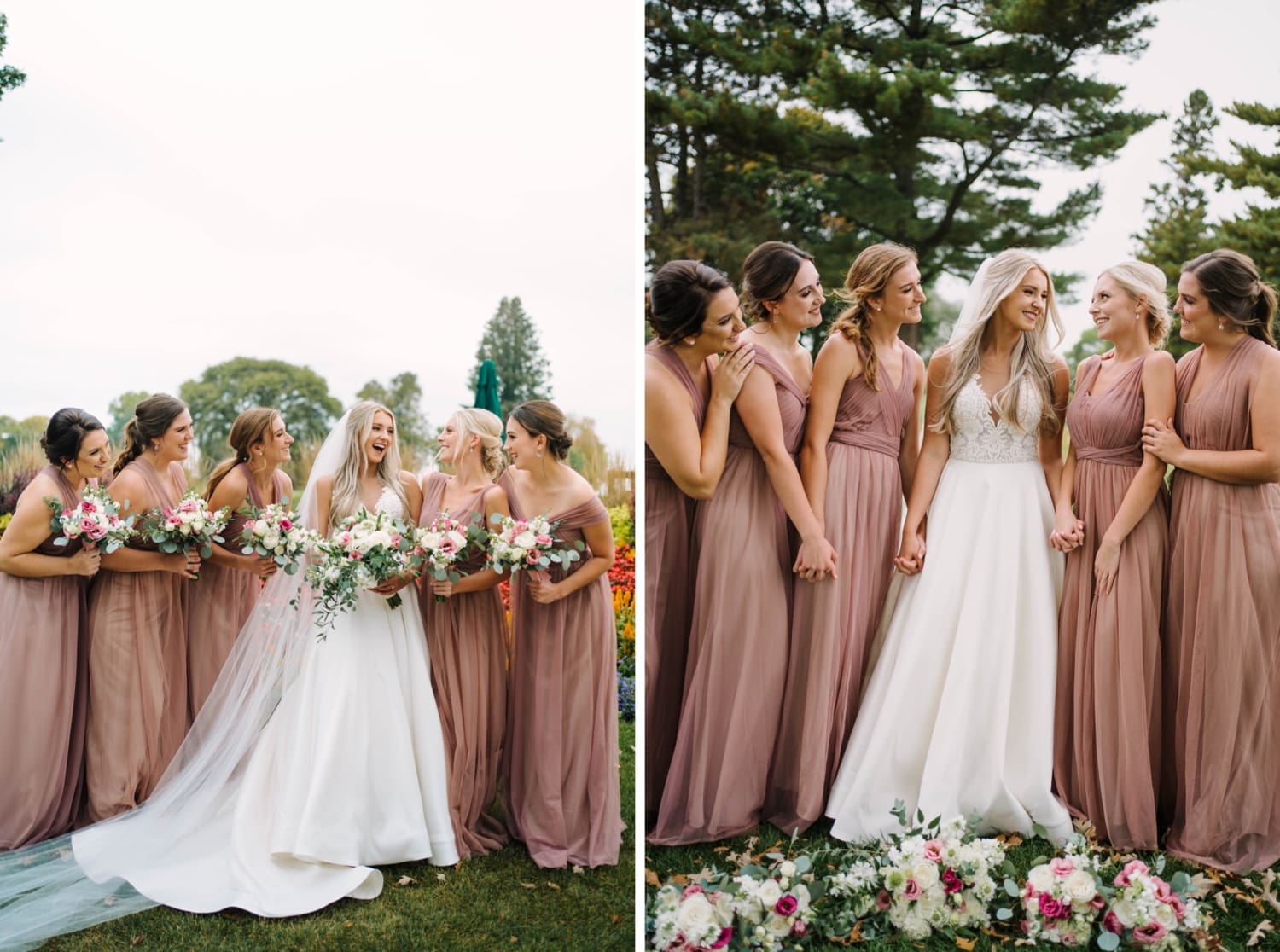 bridal portraits with bridesmaids