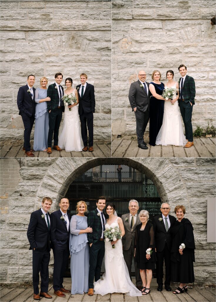 a selection of family wedding photos at minneapolis wedding, by Laura Alpizar, Minneapolis wedding photographer