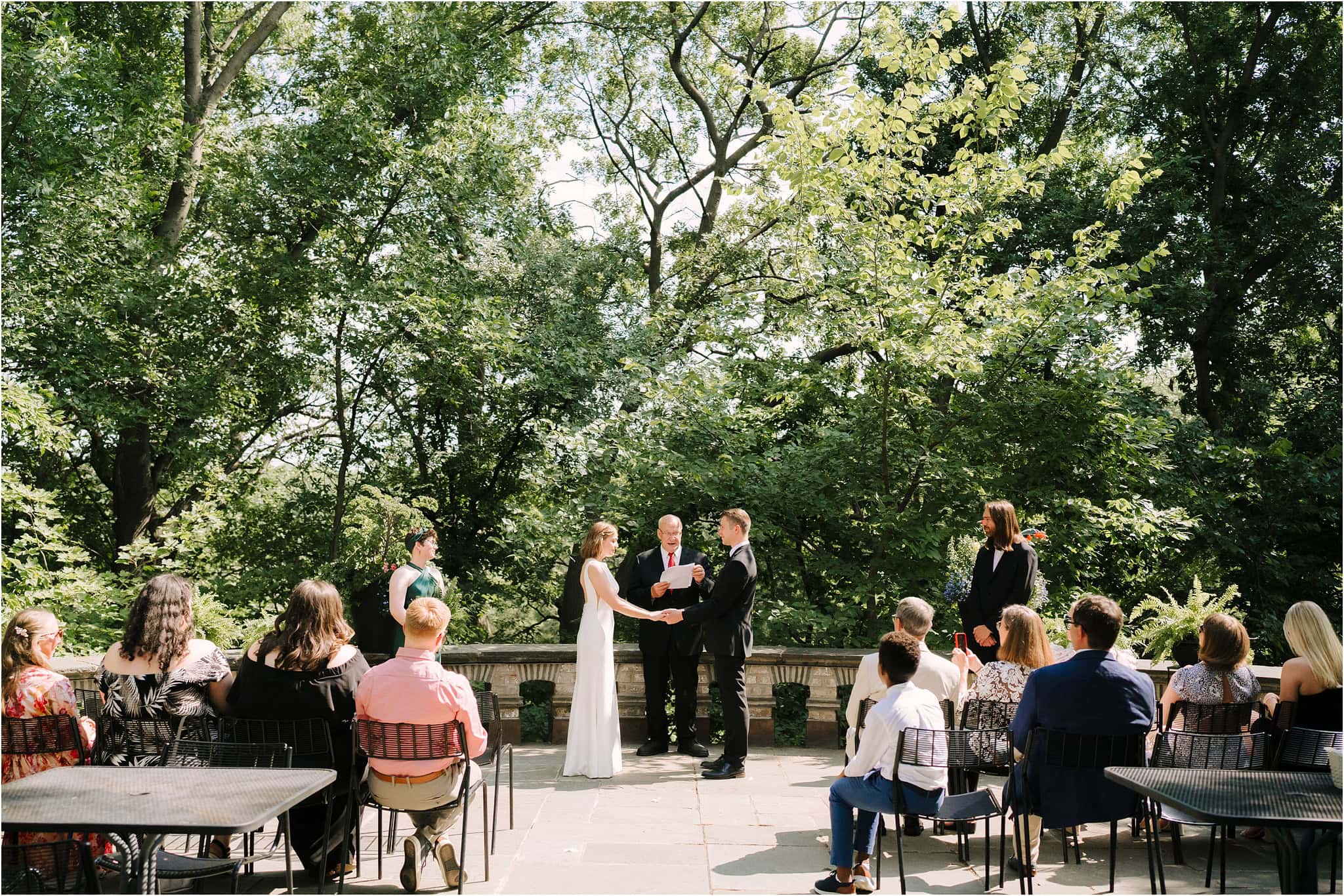Arboretum Ceremony with Bride and groom in the Balcony