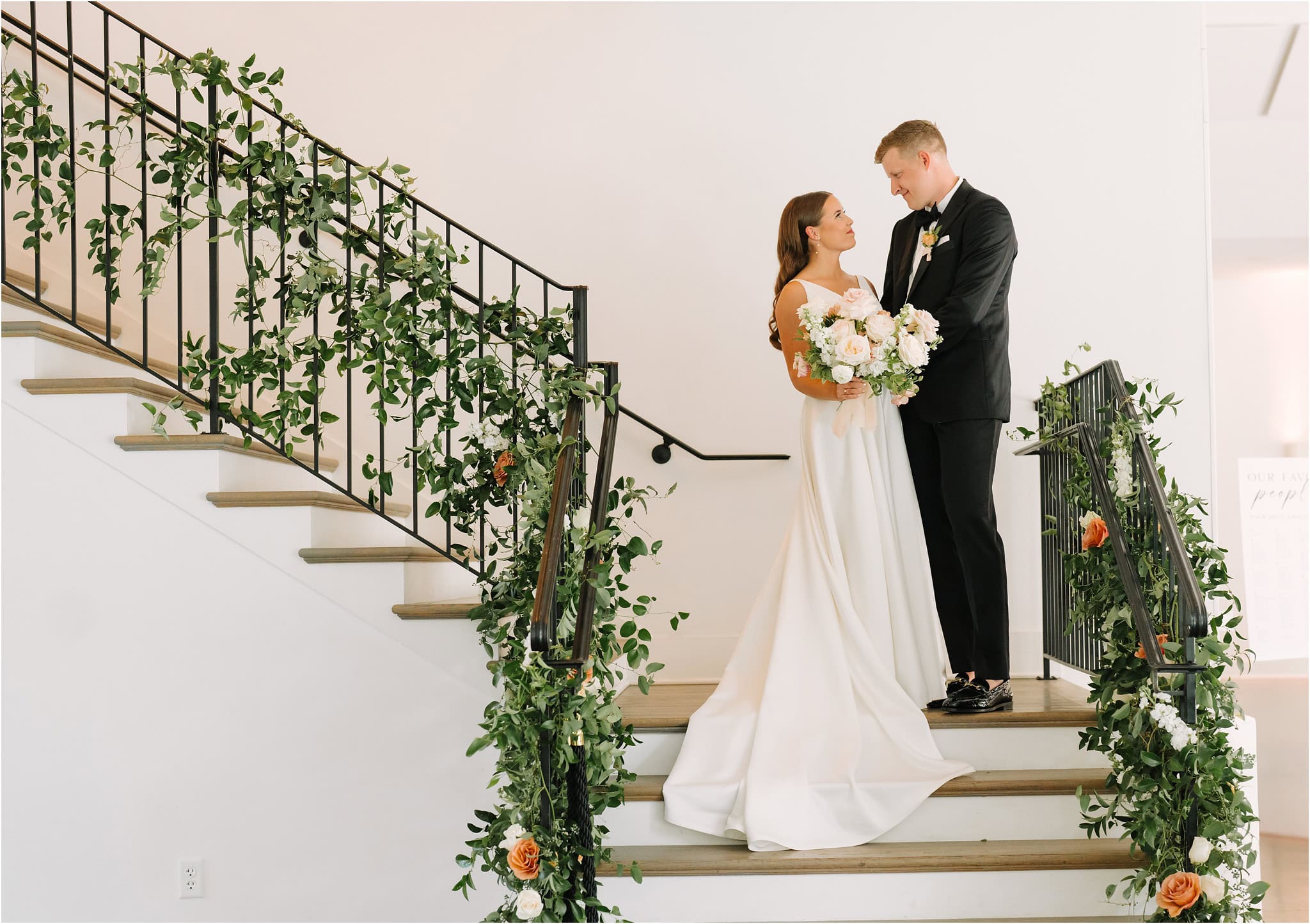 Minnesota Bride and Groom portrait at grand staircase